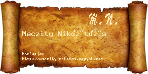Maczity Nikétás névjegykártya